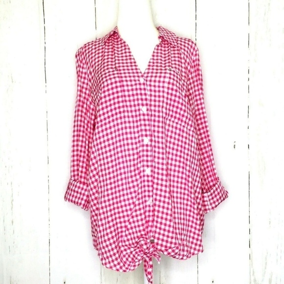 Jones New York Women’s L/S Button Tie Front Blouse - Picture 5 of 8